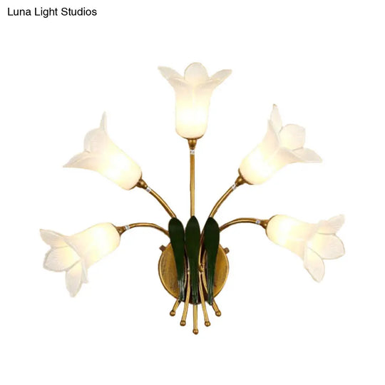 American Garden Bedroom Led Wall Sconce With Frosted Glass Shade - Gold