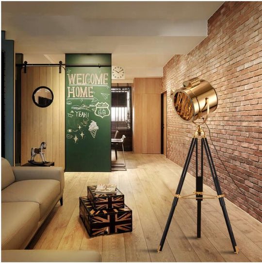 American Industrial Loft  Retro Vintage Floor Lamp Led Industrial Tripod Searchlight Creative Living Room Decor Home Luminaire
