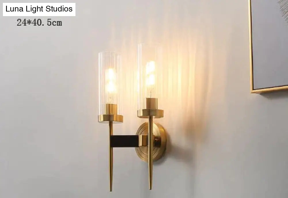 American Modern Minimalist Light Luxury Bedroom Lamps All Copper Wall Double / Without Light Source