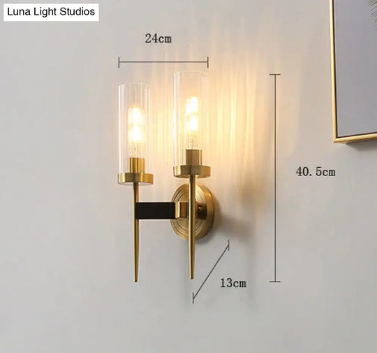 American Modern Minimalist Light Luxury Bedroom Lamps All Copper Wall