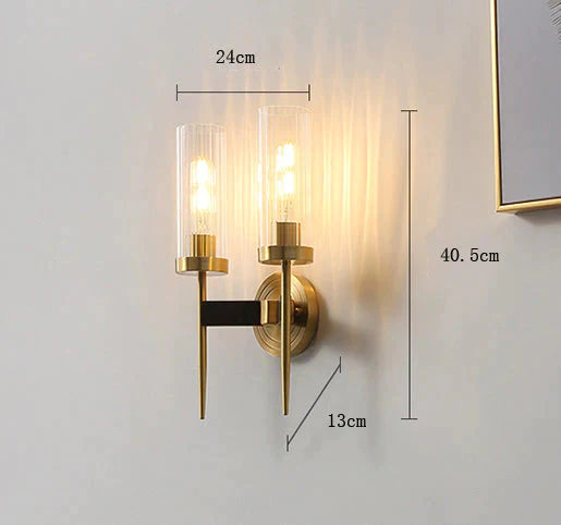 American Modern Minimalist Light Luxury Bedroom Lamps All Copper Wall Lamps
