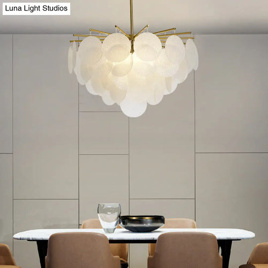 Aniya - Modern Brass-White Tiered Discs Suspension Chandelier For Dining Room Ceiling