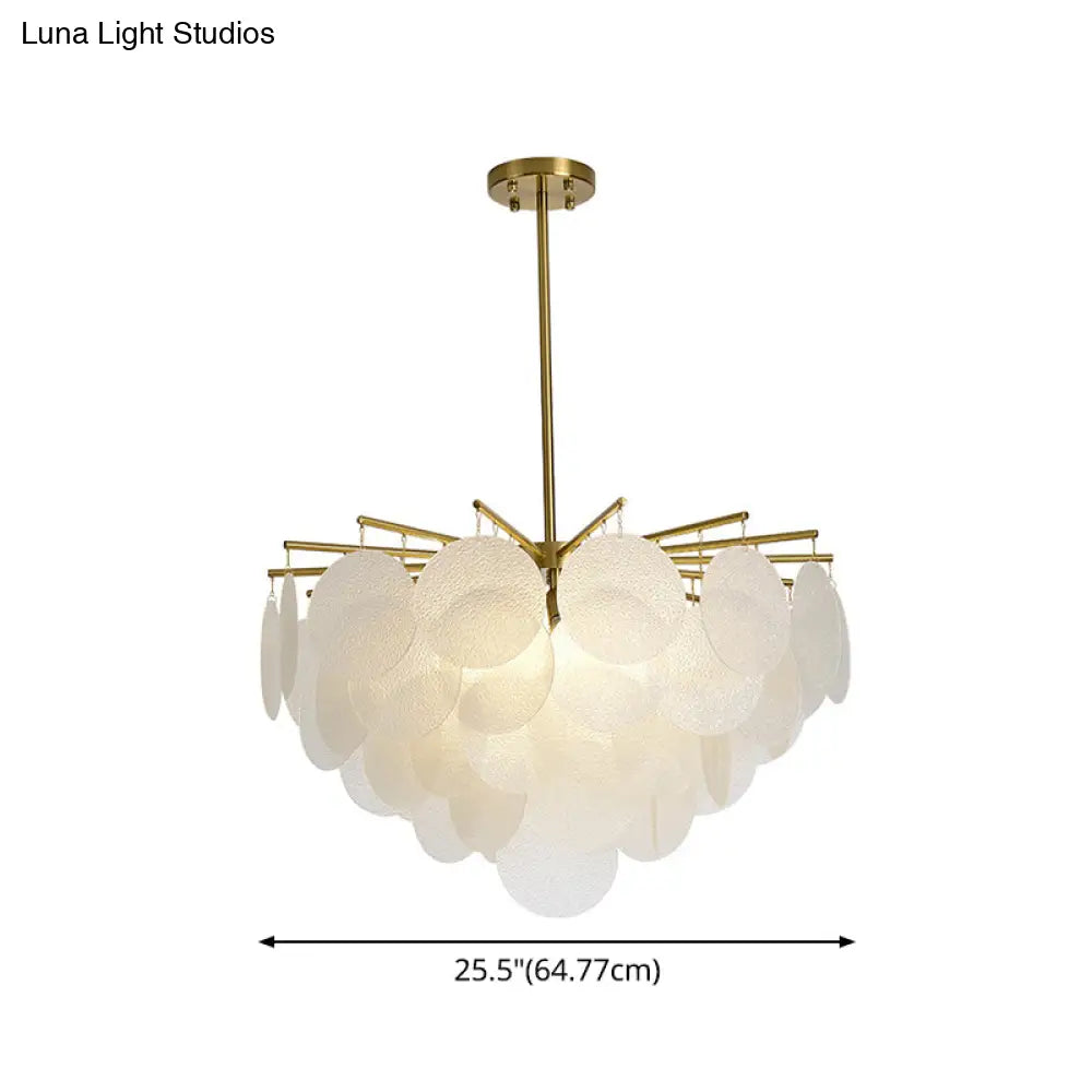 Aniya - Modern Brass-White Tiered Discs Suspension Chandelier For Dining Room Ceiling