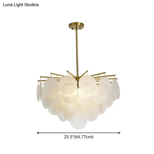 Aniya - Modern Brass-White Tiered Discs Suspension Chandelier For Dining Room Ceiling