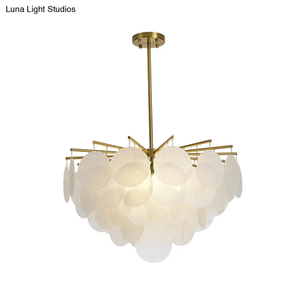 Aniya - Modern Brass-White Tiered Discs Suspension Chandelier For Dining Room Ceiling