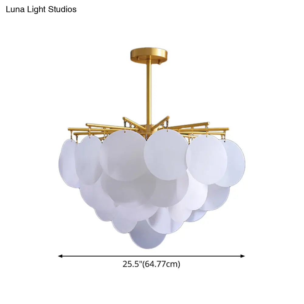 Aniya - Modern Brass-White Tiered Discs Suspension Chandelier For Dining Room Ceiling