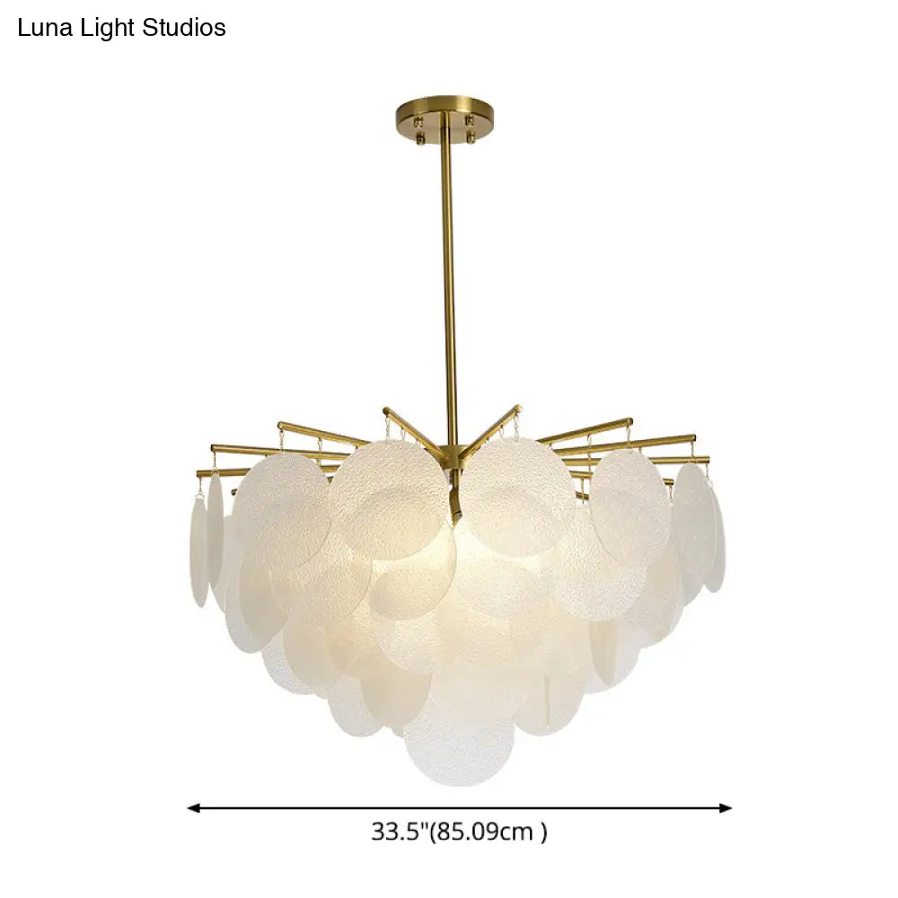 Aniya - Modern Brass-White Tiered Discs Suspension Chandelier For Dining Room Ceiling