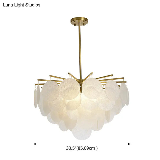 Aniya - Modern Brass-White Tiered Discs Suspension Chandelier For Dining Room Ceiling