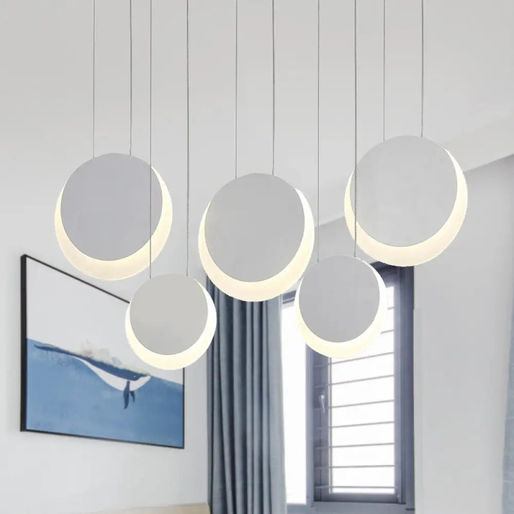 Anna - Moon Shaped Pendant Nordic Metal 3/4/5 Lights Cluster Light 5 / White