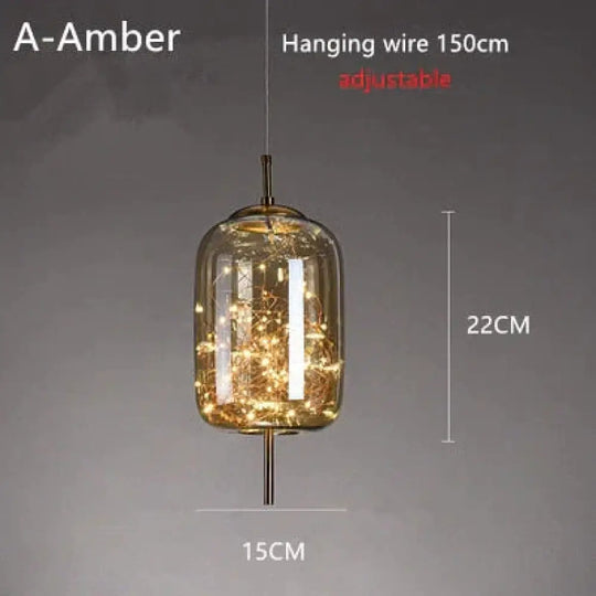 Annika - Nordic Glass Pendant Lights A-Amber / Cold White