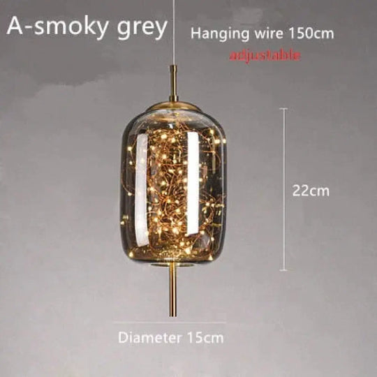 Annika - Nordic Glass Pendant Lights A-Smoky Grey / Cold White