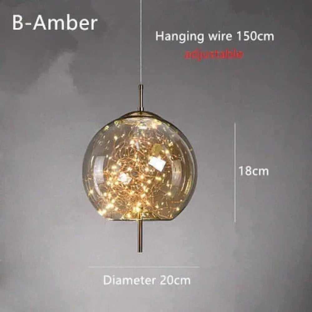 Annika - Nordic Glass Pendant Lights B-Amber / Cold White