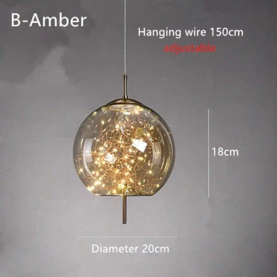 Annika - Nordic Glass Pendant Lights B-Amber / Cold White