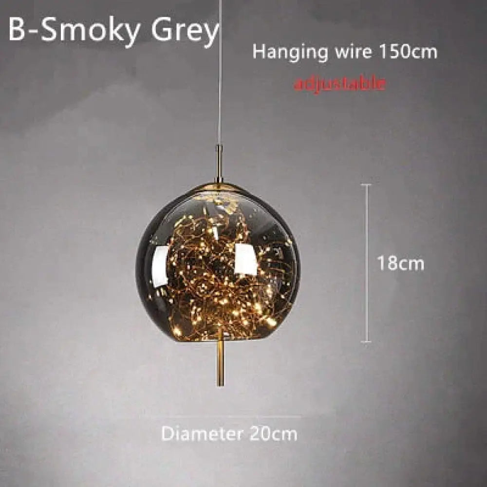 Annika - Nordic Glass Pendant Lights B-Smoky Grey / Cold White