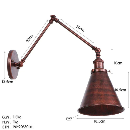 Antique Adjustable Wall Lamp Sconce Black Copper C2 / Led Bulb