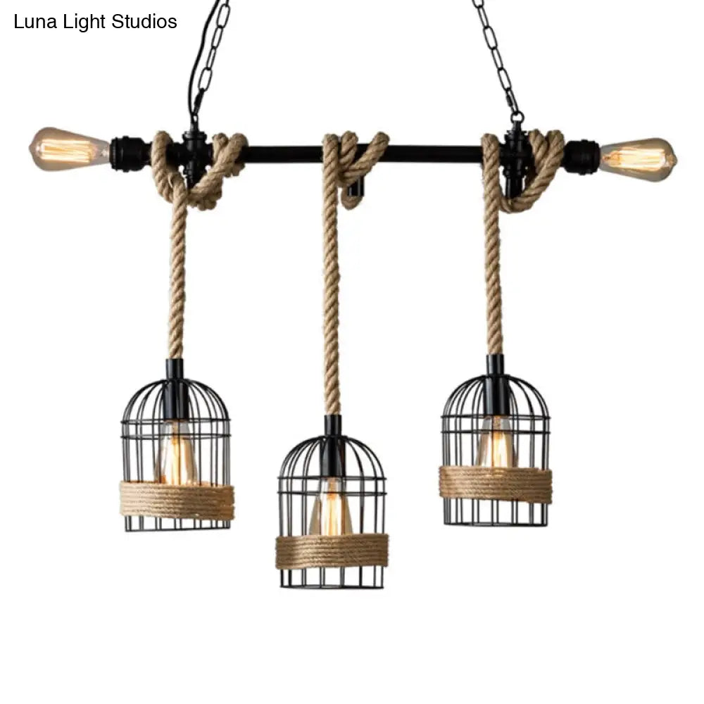 Black Iron Birdcage Pendant Light With Antique Restaurant Vintage Charm