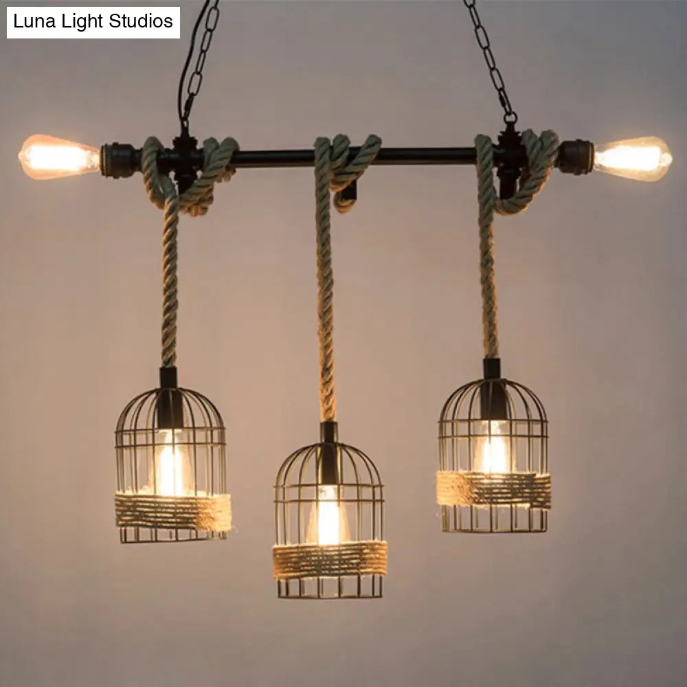 Black Iron Birdcage Pendant Light With Antique Restaurant Vintage Charm 3 /