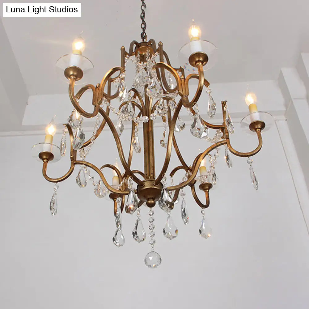 Antique Brass Chandelier With Crystal Accents | 4/6/9 Candlestick Lights Traditional Suspension