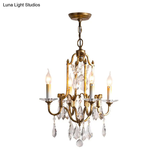 Antique Brass Chandelier With Crystal Accents | 4/6/9 Candlestick Lights Traditional Suspension