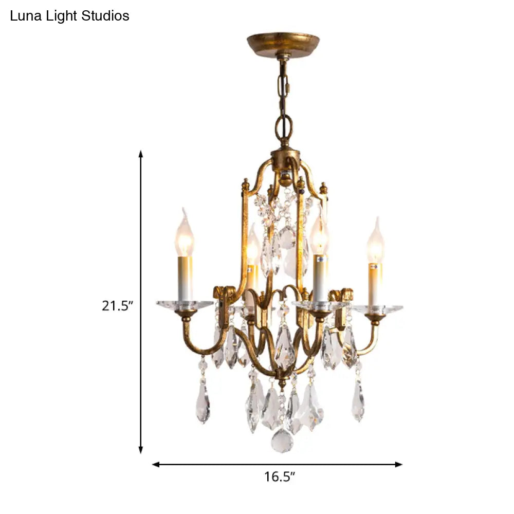 Antique Brass Chandelier With Crystal Accents | 4/6/9 Candlestick Lights Traditional Suspension