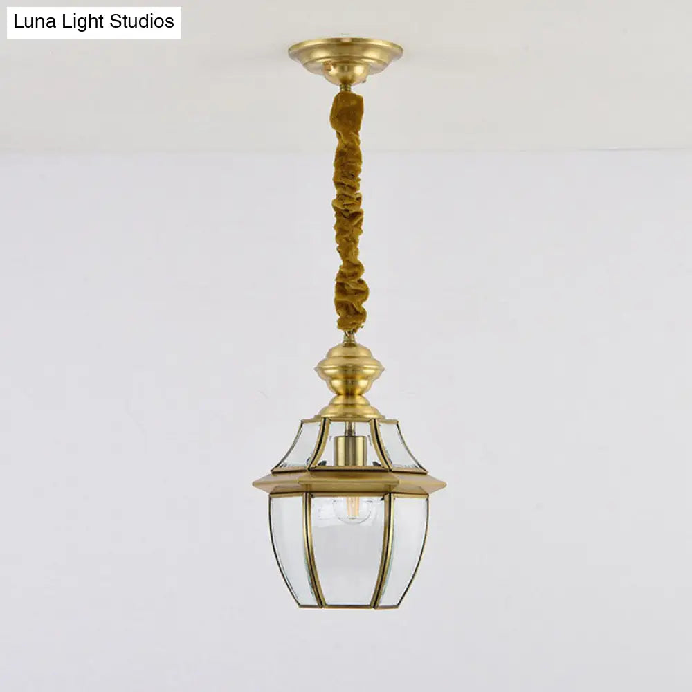 Antique Brass Oval Glass Pendant Light For Dining Room Ceiling