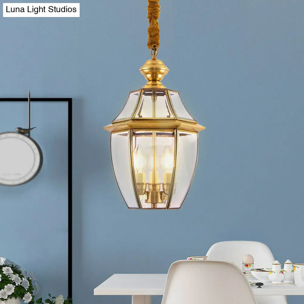 Antique Brass Oval Glass Pendant Light For Dining Room Ceiling