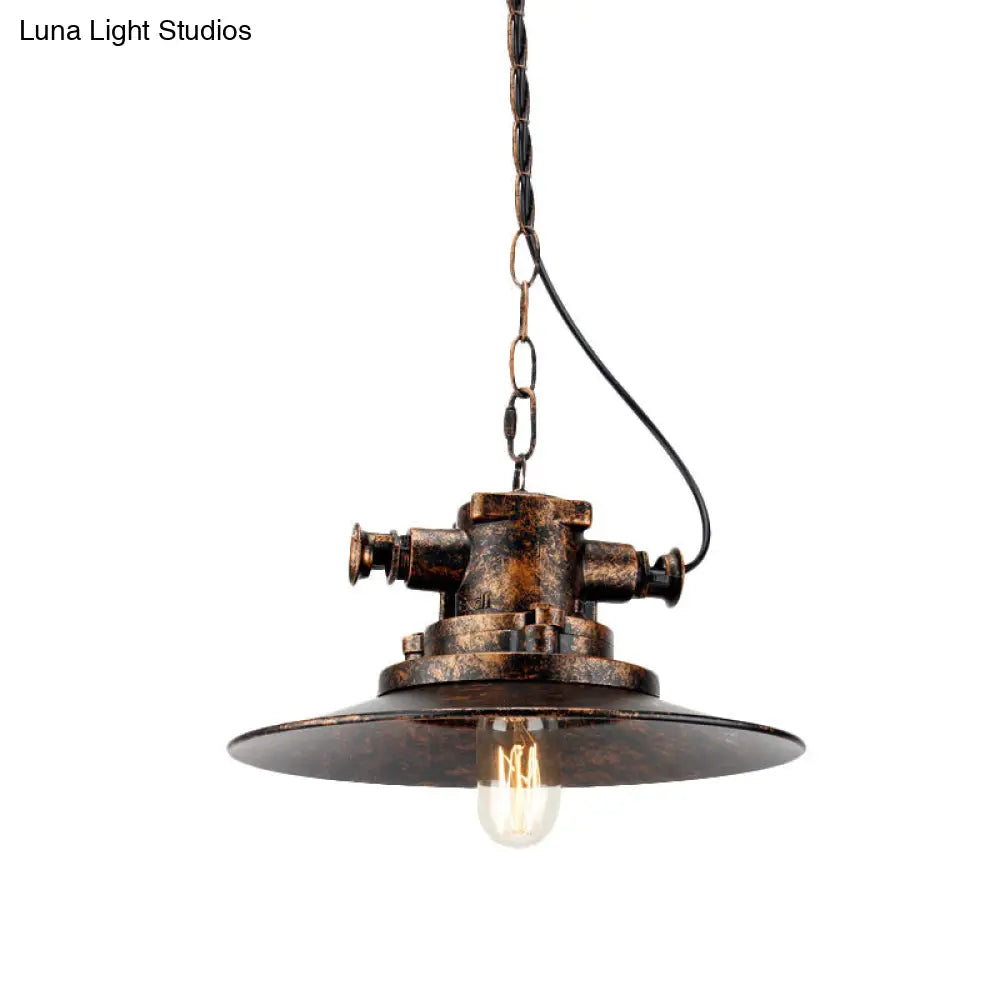 Wrought Iron Hanging Lamp - Farmhouse Pendant Light With Antique Bronze Finish
