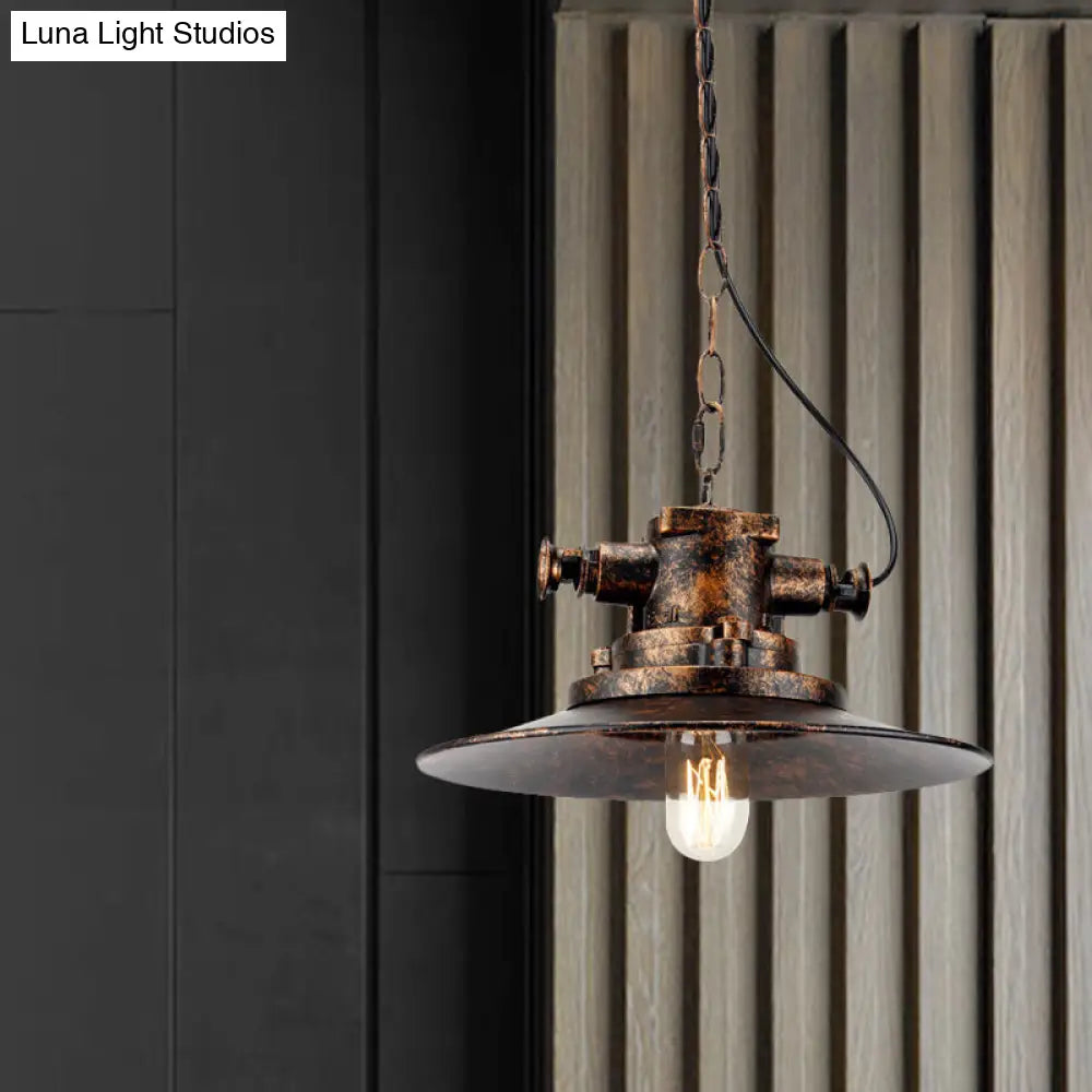 Wrought Iron Hanging Lamp - Farmhouse Pendant Light With Antique Bronze Finish