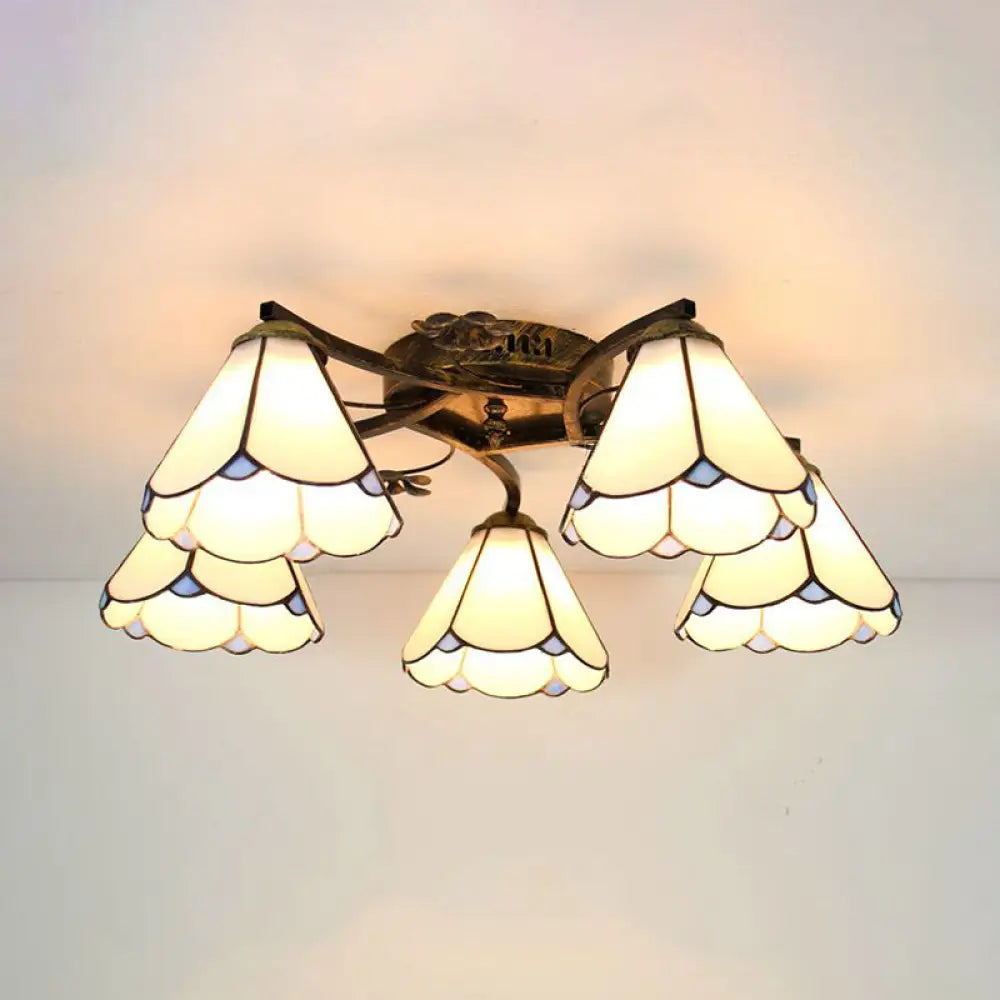 Antique Bronze Loft Cone Semi Flush Mount Light With White Glass - Perfect For Your Bedroom