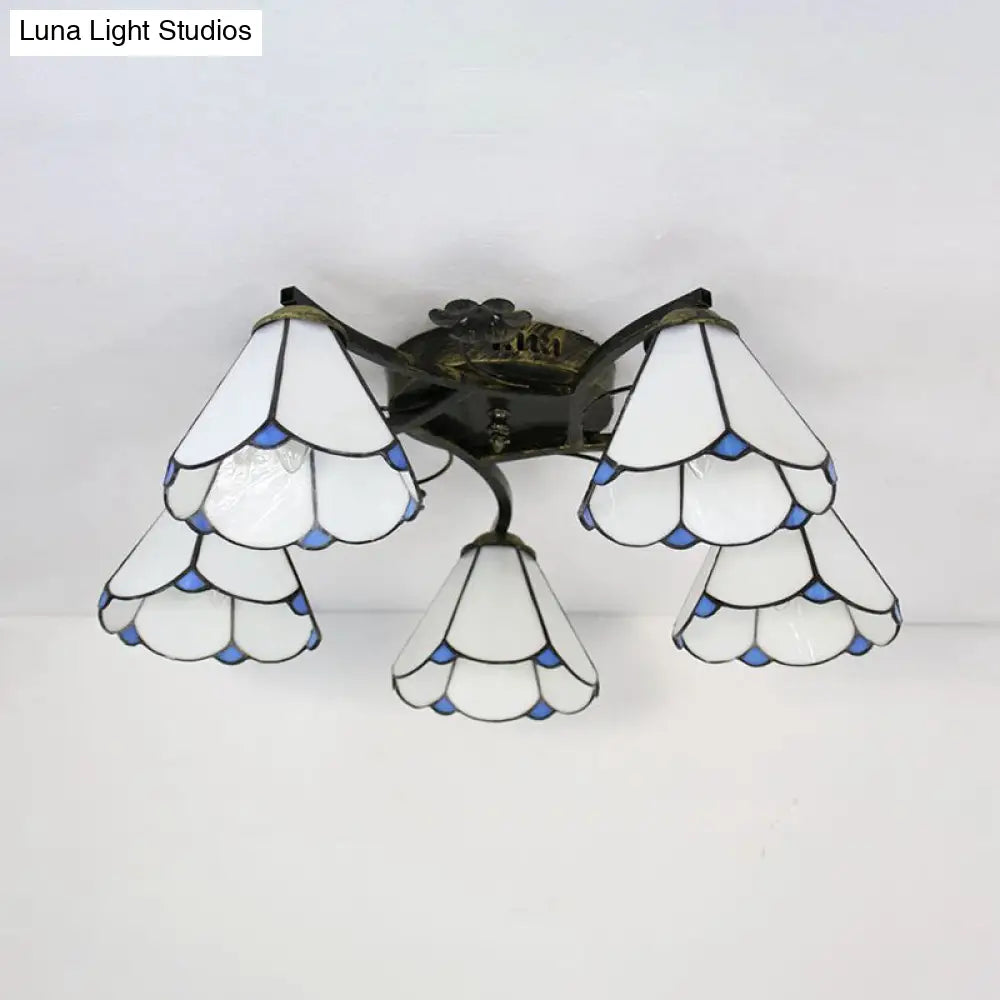 Antique Bronze Loft Cone Semi Flush Mount Light With White Glass - Perfect For Your Bedroom