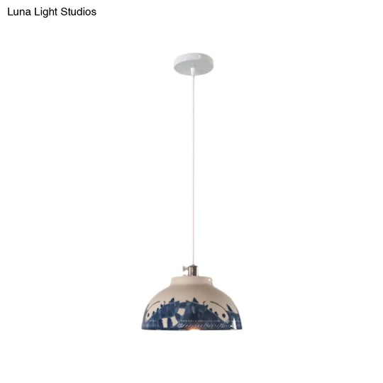 Antique Ceramic Hanging Light - Single Suspension Lamp For Corridor