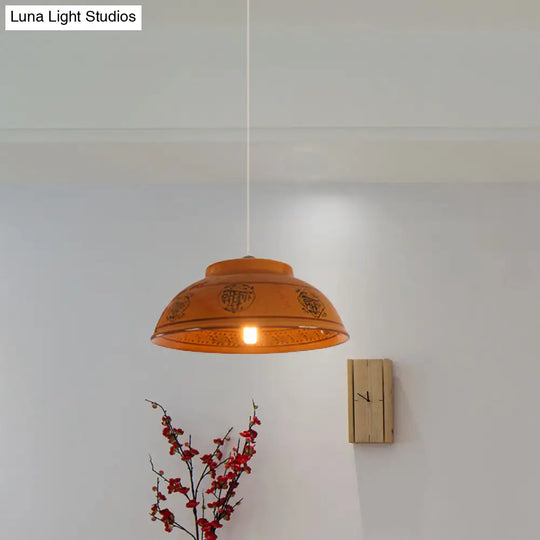 Antique Ceramic Hanging Light - Single Suspension Lamp For Corridor