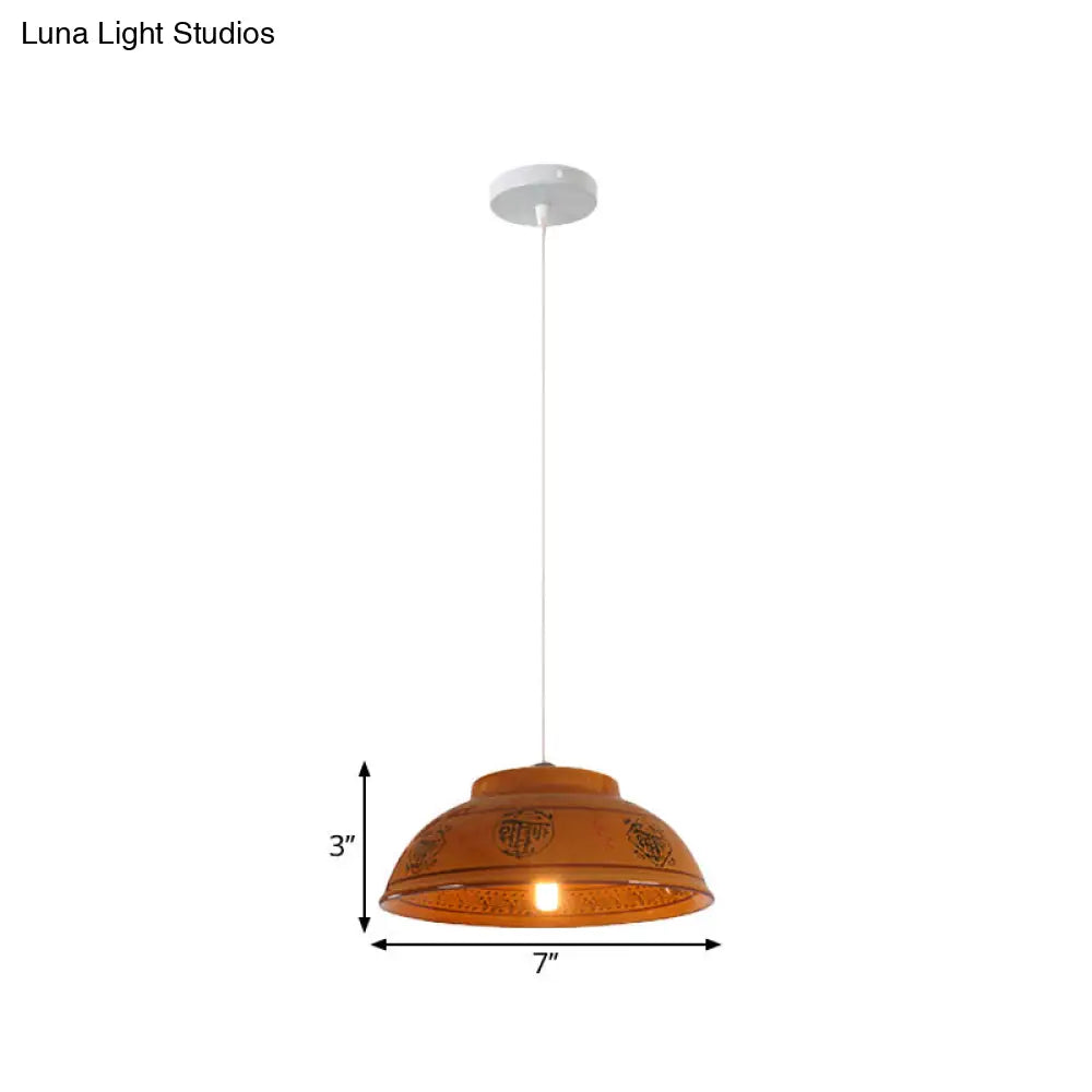 Antique Ceramic Hanging Light - Single Suspension Lamp For Corridor