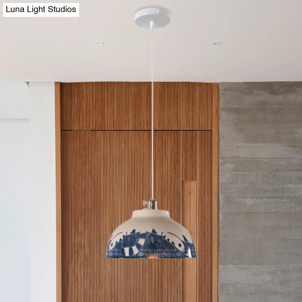 Antique Ceramic Hanging Light - Single Suspension Lamp For Corridor