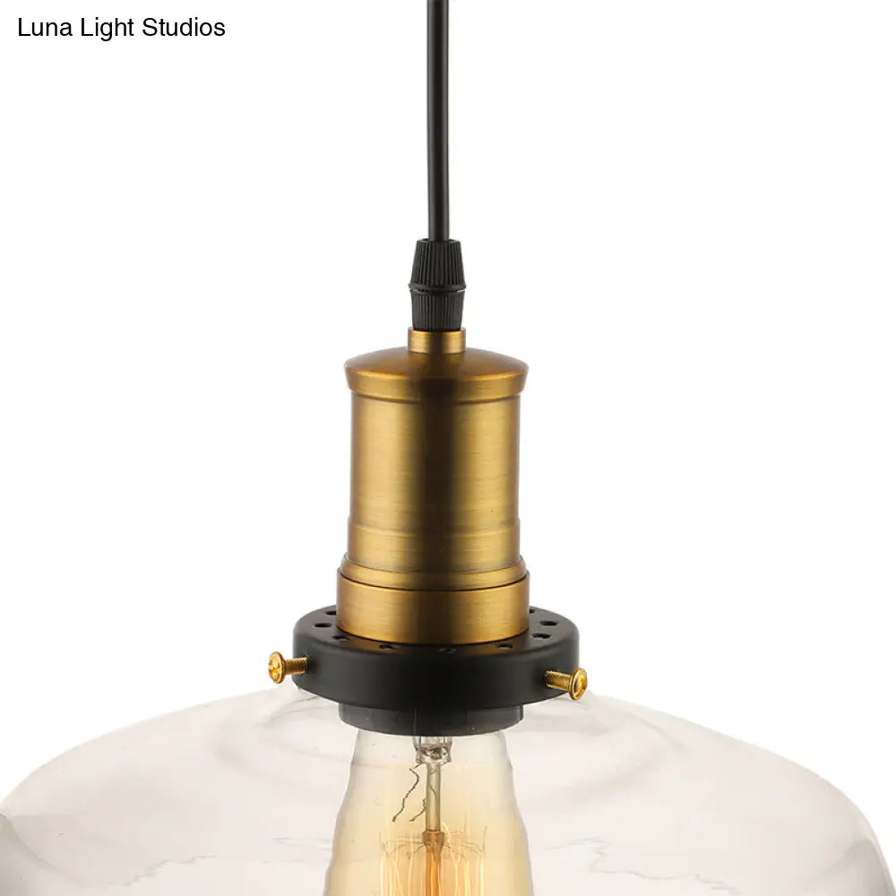 Antique Clear Glass 1-Light Pendant Ceiling Light - Bronze/Brass Finish Perfect For Dining Room