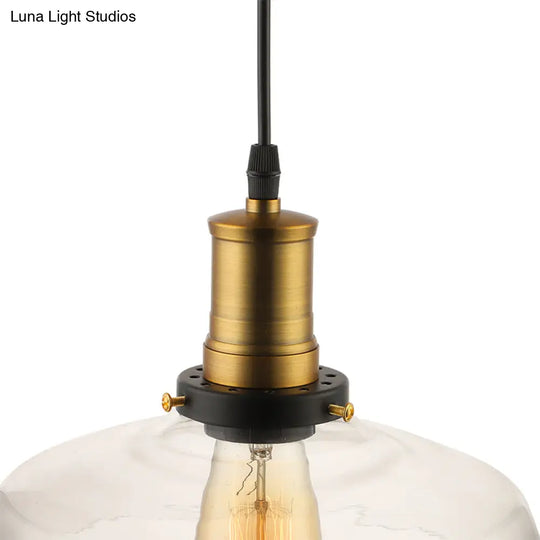 Antique Clear Glass 1-Light Pendant Ceiling Light - Bronze/Brass Finish Perfect For Dining Room