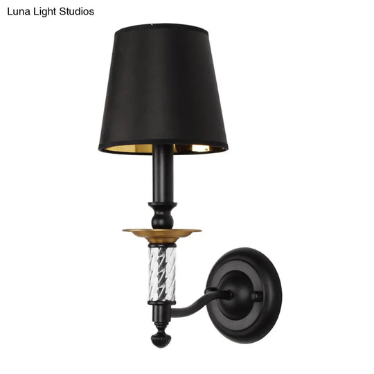 Antique Conical Foyer Sconce Light With Black Wall Mount And Acrylic Accent