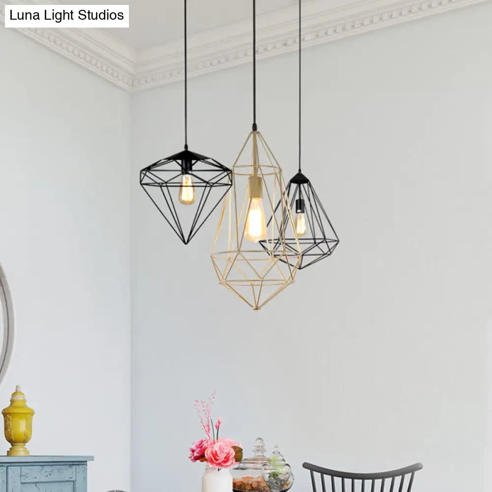 Antique Gemstone Iron Pendant Light – 1-Light Dining Room Hanging Fixture