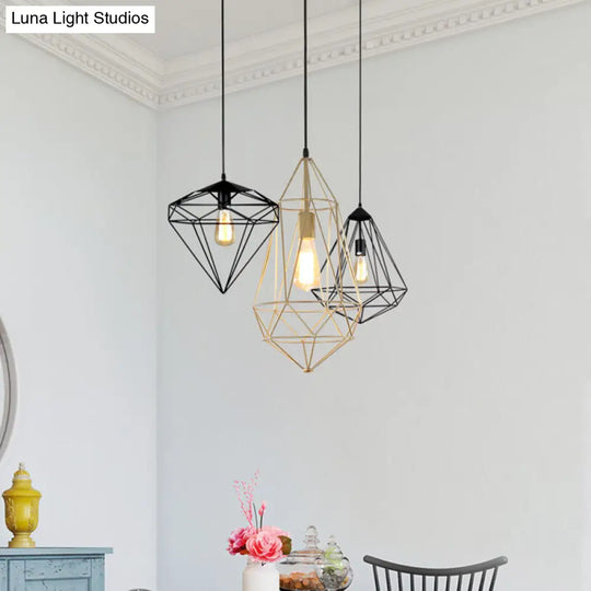 Antique Gemstone Iron Pendant Light - Elegant 1-Light Fixture For Dining Room