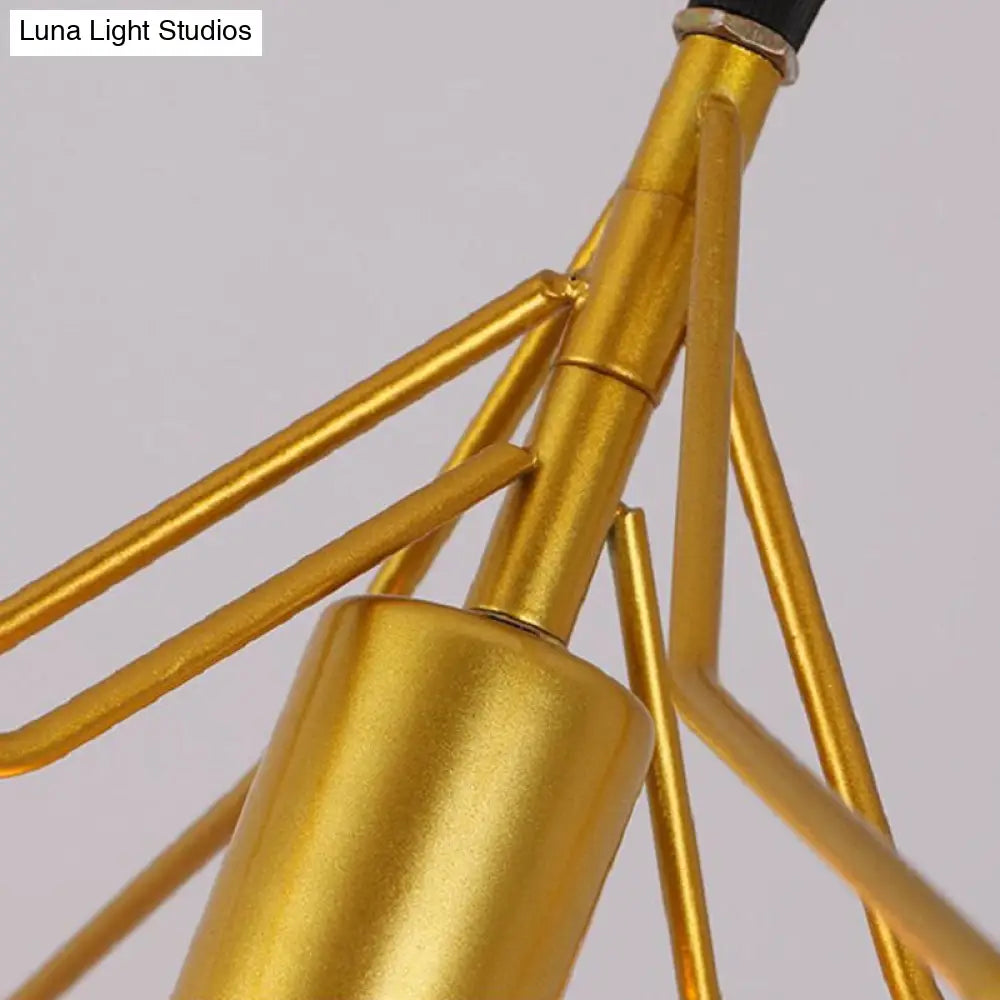 Antique Gold Star Cage Pendant Light - Elegant 1-Light Fixture For Dining Room