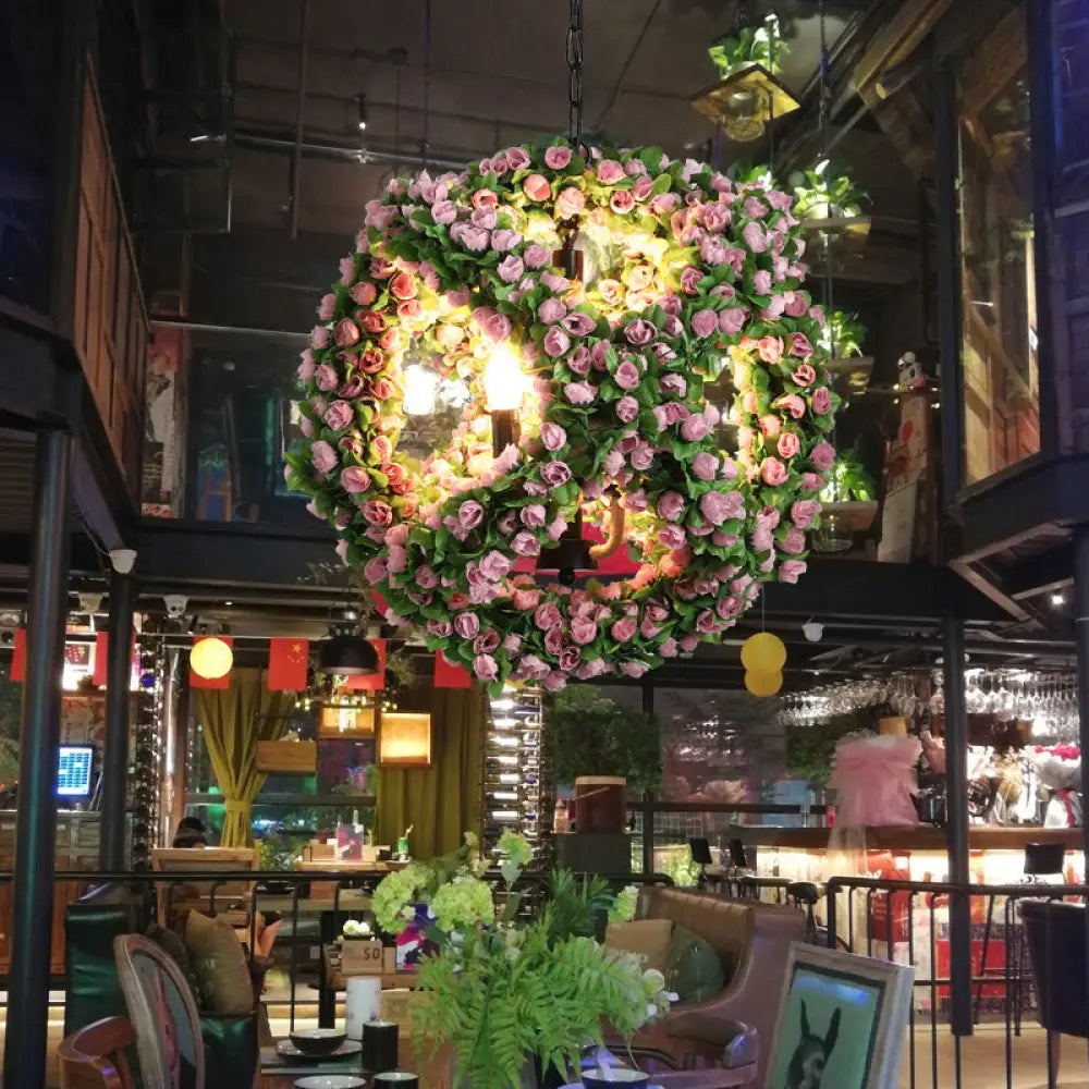 Antique Iron 3-Head Black Pendant Light With Sphere Design For Candlestick Restaurant Chandelier