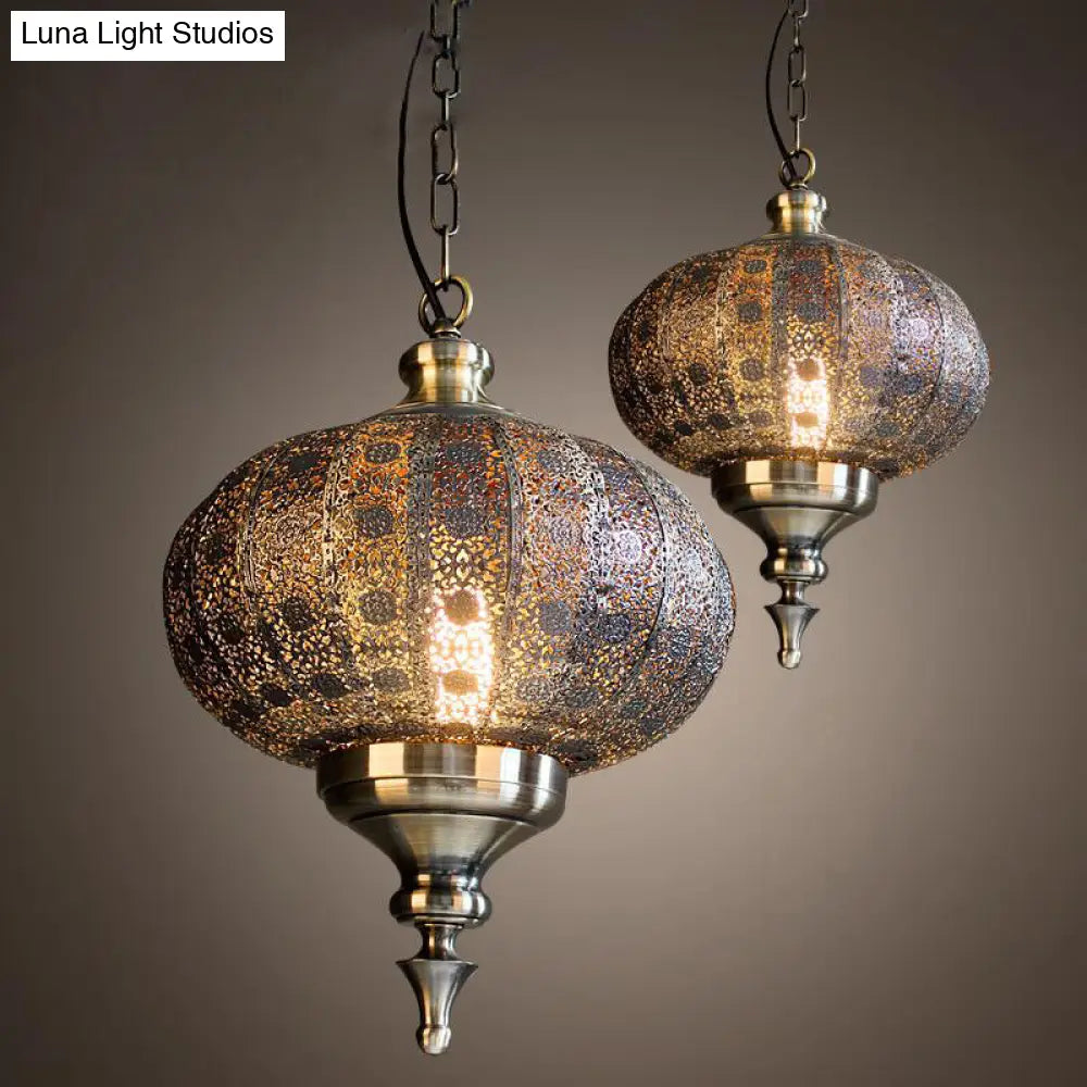 Antique Lantern Pendant Light With Metallic Bronze Finish - Ideal For Restaurants