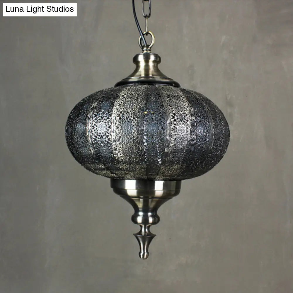 Antique Lantern Pendant Light With Metallic Bronze Finish - Ideal For Restaurants