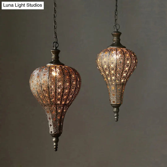 Antique Lantern Pendant Light With Metallic Bronze Finish - Ideal For Restaurants