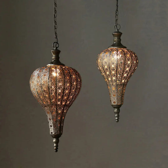 Antique Lantern Pendant Light With Metallic Bronze Finish - Ideal For Restaurants / Small B