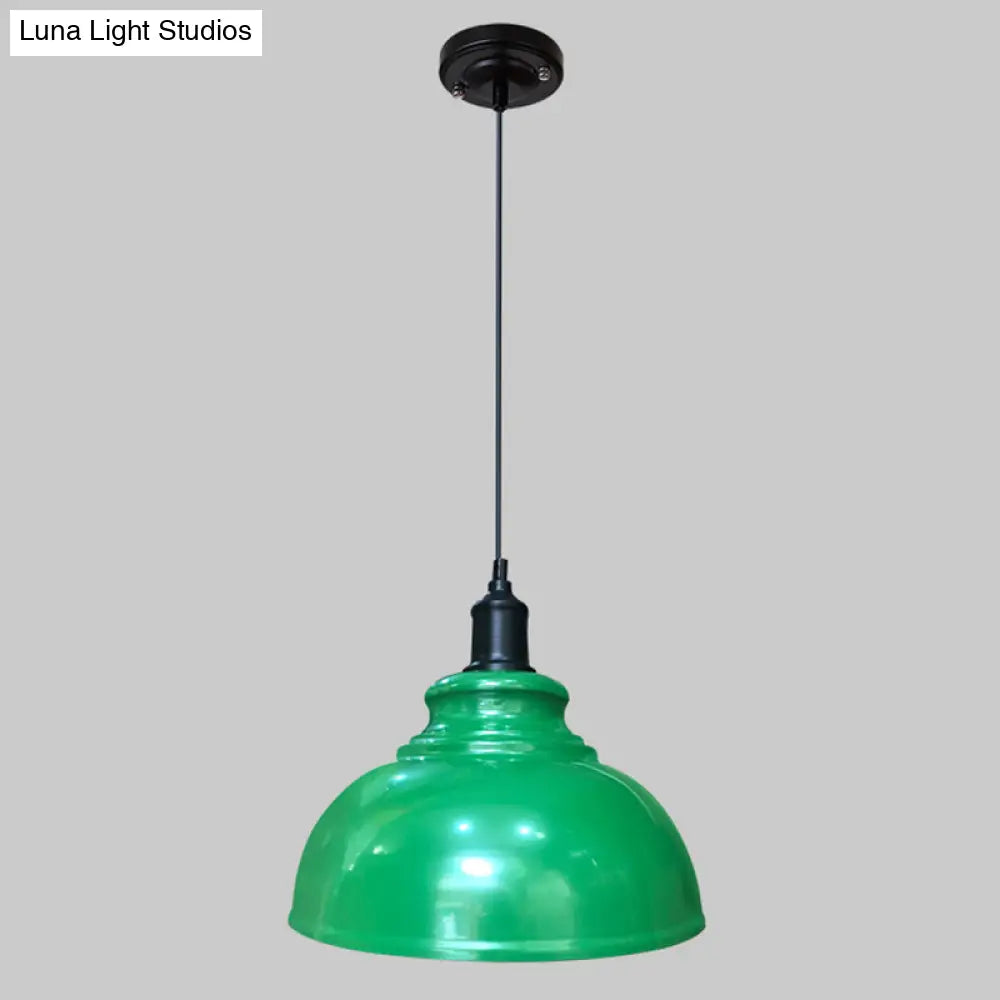 Antique Metal Pendant Light For Dining Room - 1-Light Hanging Fixture Green / 12