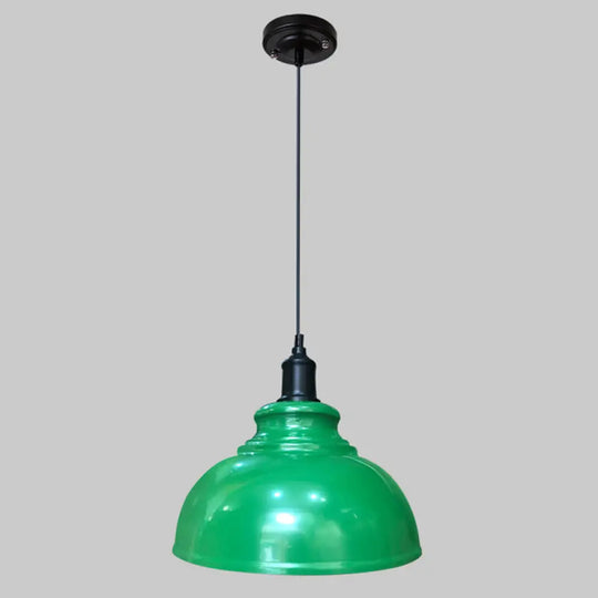 Antique Metal Pendant Light - 1-Light Hanging Fixture For Dining Room Green / 12’