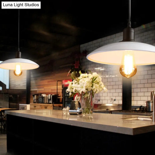 Antique Metal Pendant Light For Restaurant With Pot Lid Design White