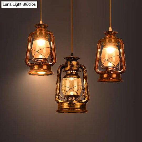 Vintage Kerosene Restaurant Pendant Lighting - Antique Metal Single Hanging Lamp Bronze/Copper