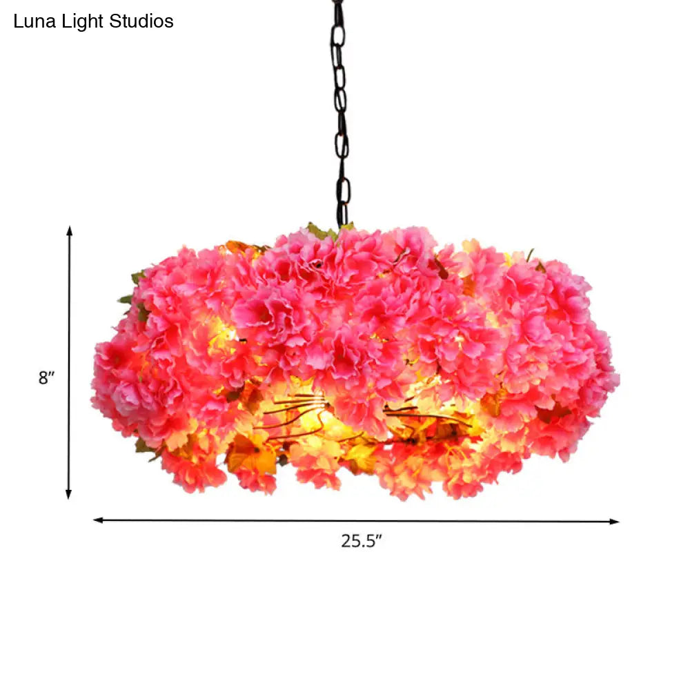 Antique Pink Metal Led Chandelier - 5-Light Blossom Pendant Lamp For Restaurants (21.5’/25.5’ W)